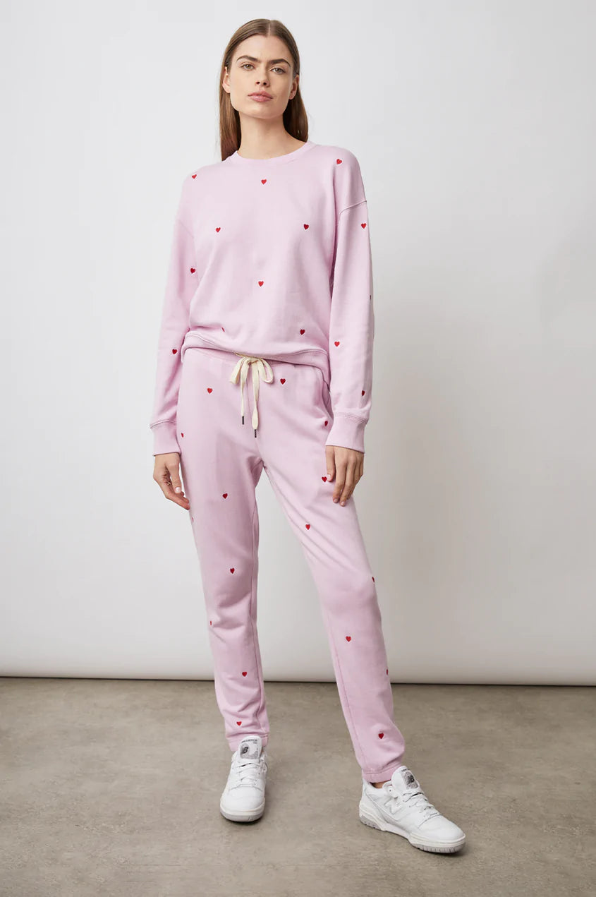 RAMONA SWEATER - RED EMBROIDERED HEARTS