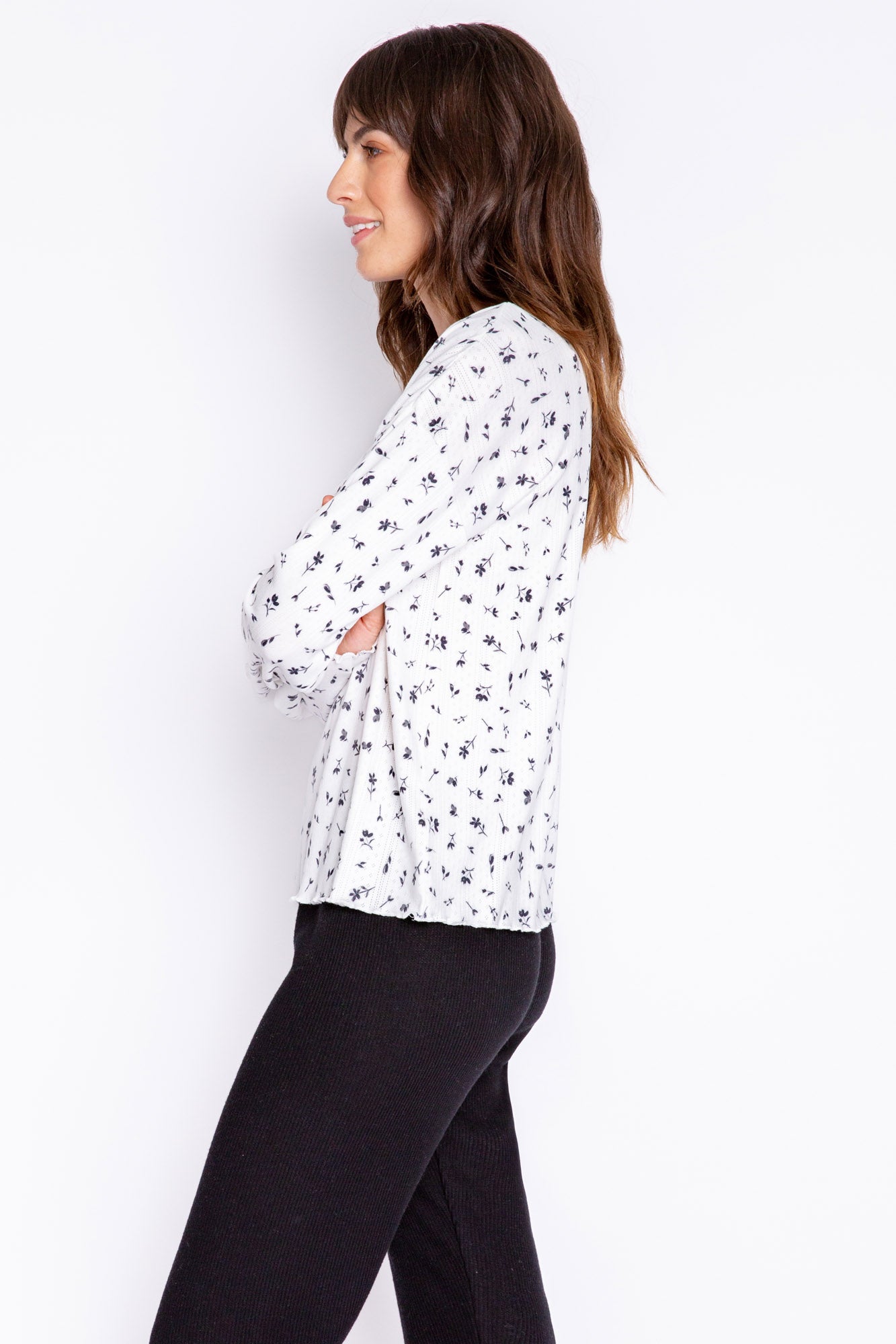 AROUND THE EDGES FLORAL TOP