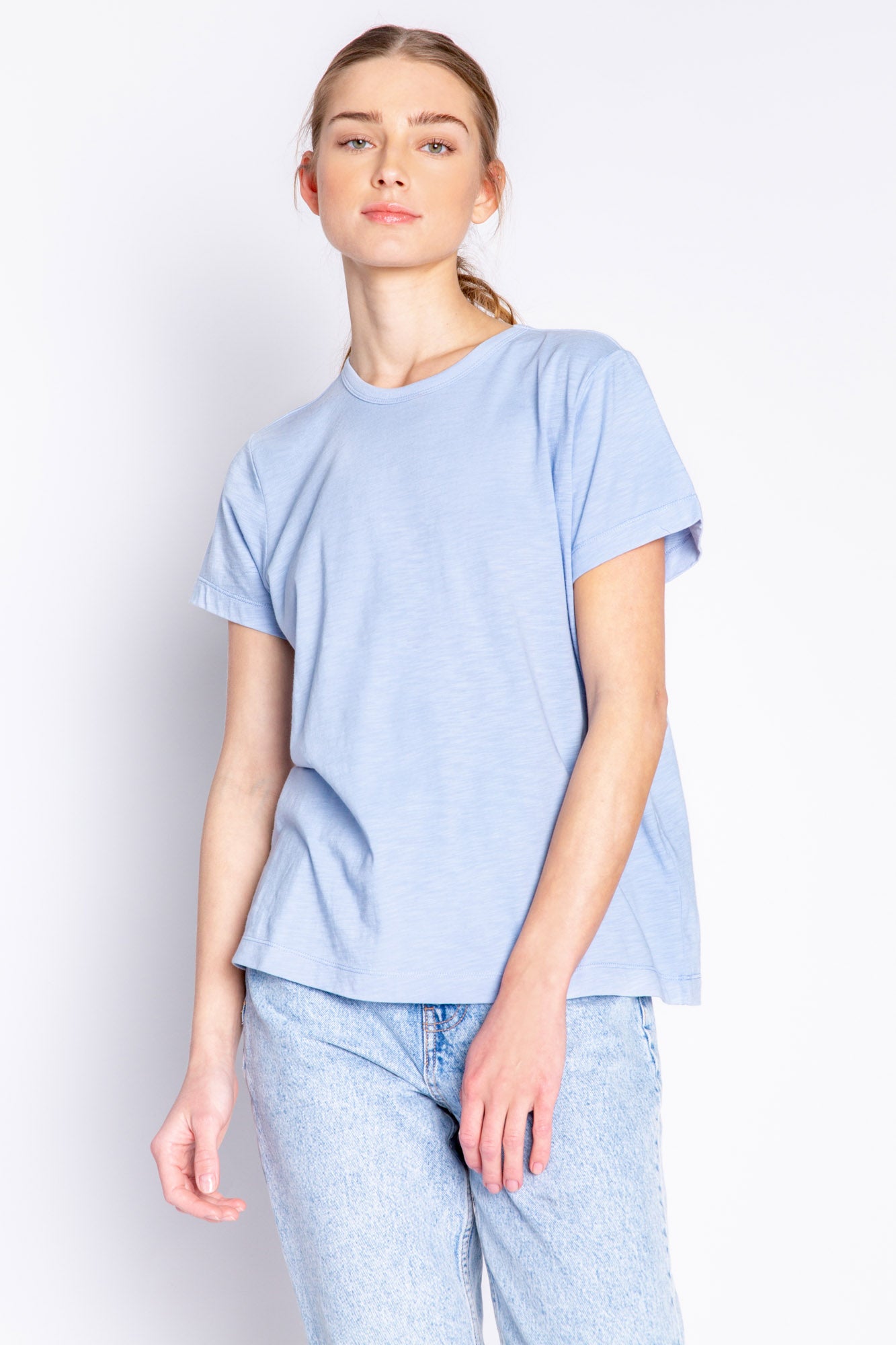 BACK TO BASICS SHORT SLEEVE TOP - ICE BLUE (ONLINE ONLY)