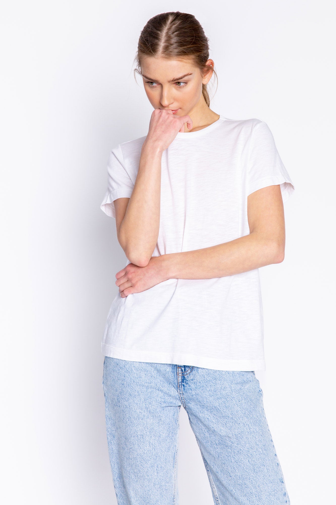 BACK TO BASICS SHORT SLEEVE TOP - WHITE