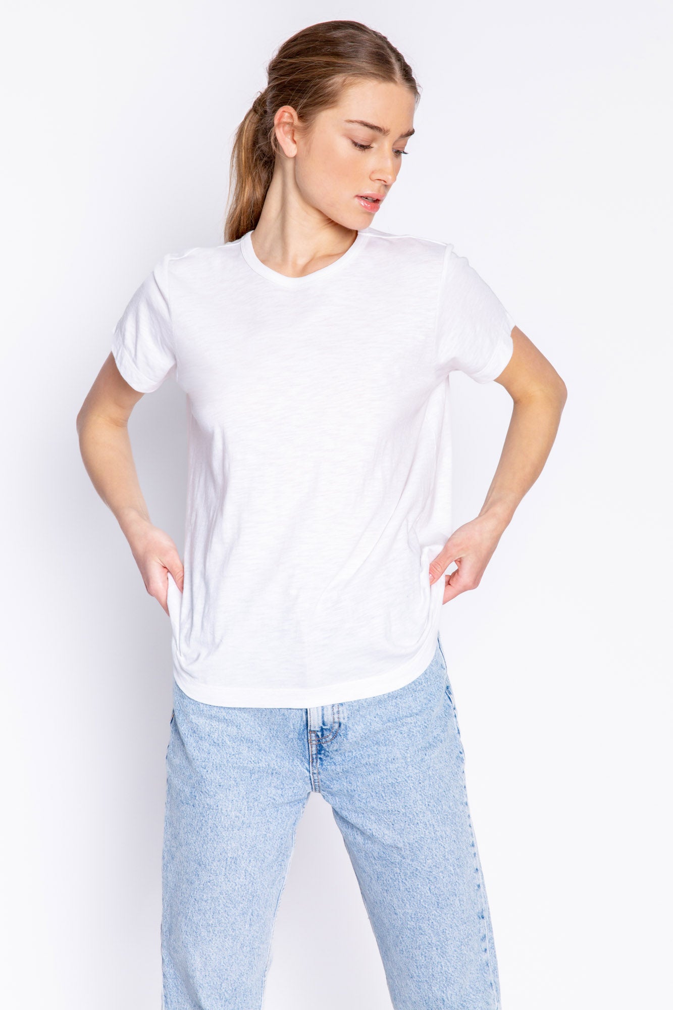 BACK TO BASICS SHORT SLEEVE TOP - WHITE