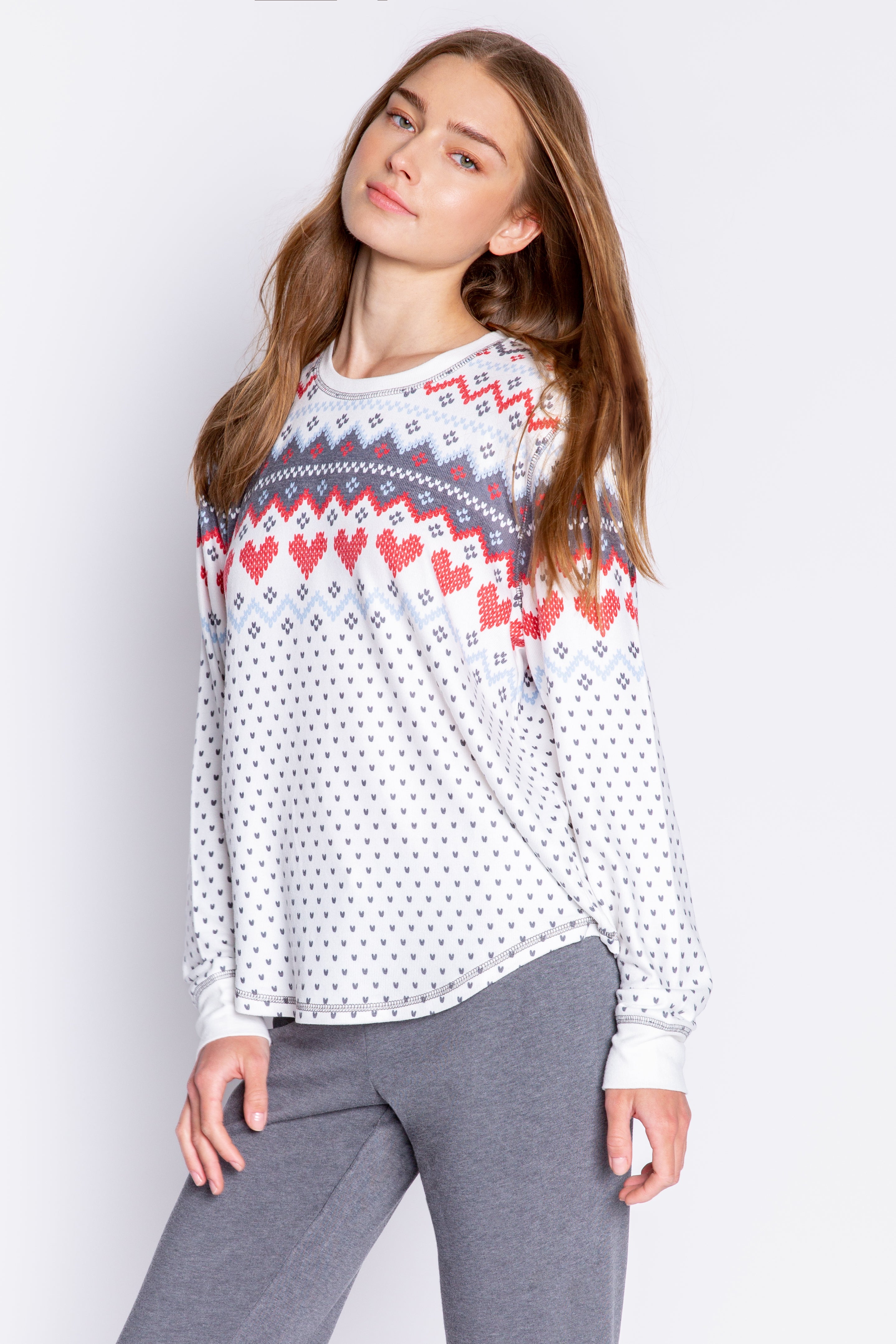 HAPPY HAPPY JOY JOY LONG SLEEVE TOP - IVORY