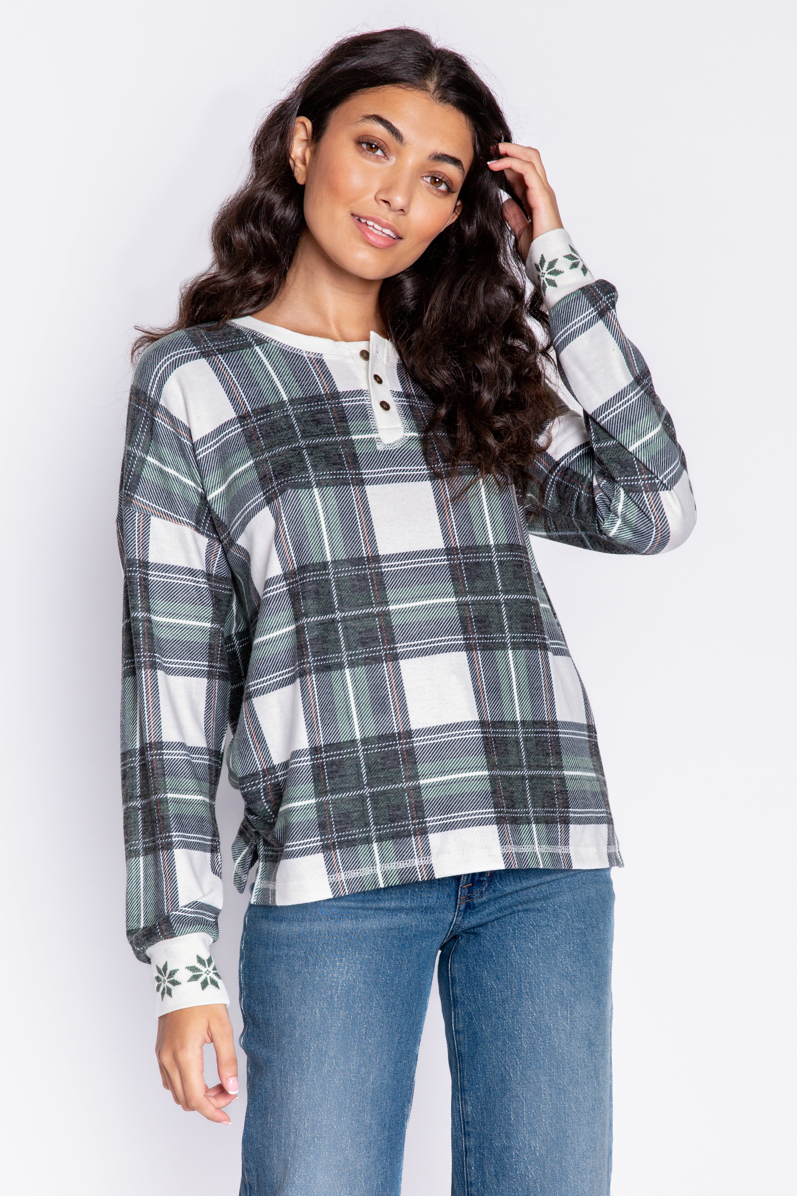 PINE WOODS PLAID LONG SLEEVE TOP