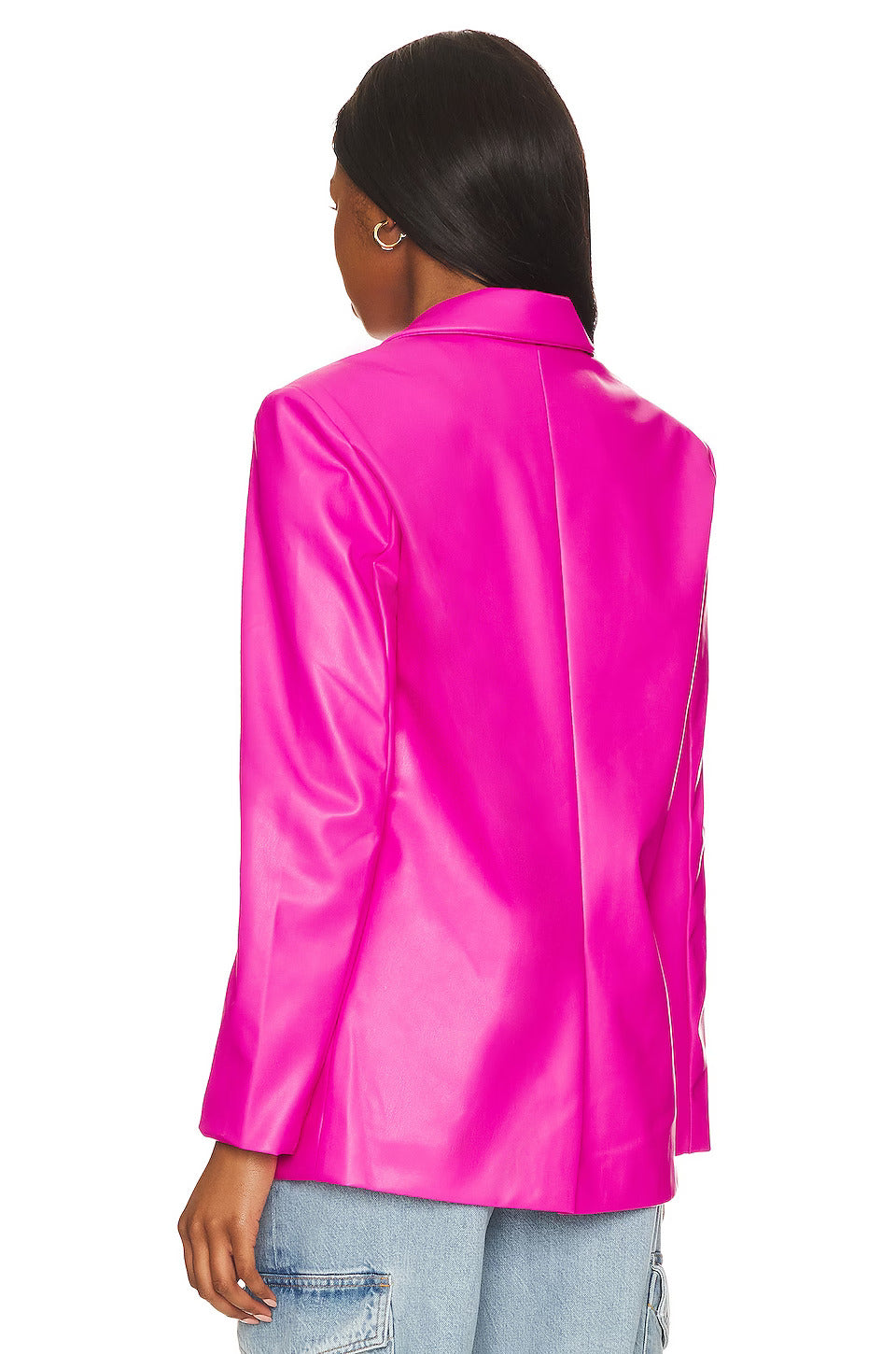 AUDREY VEGAN LEATHER BLAZER - PINK GLO