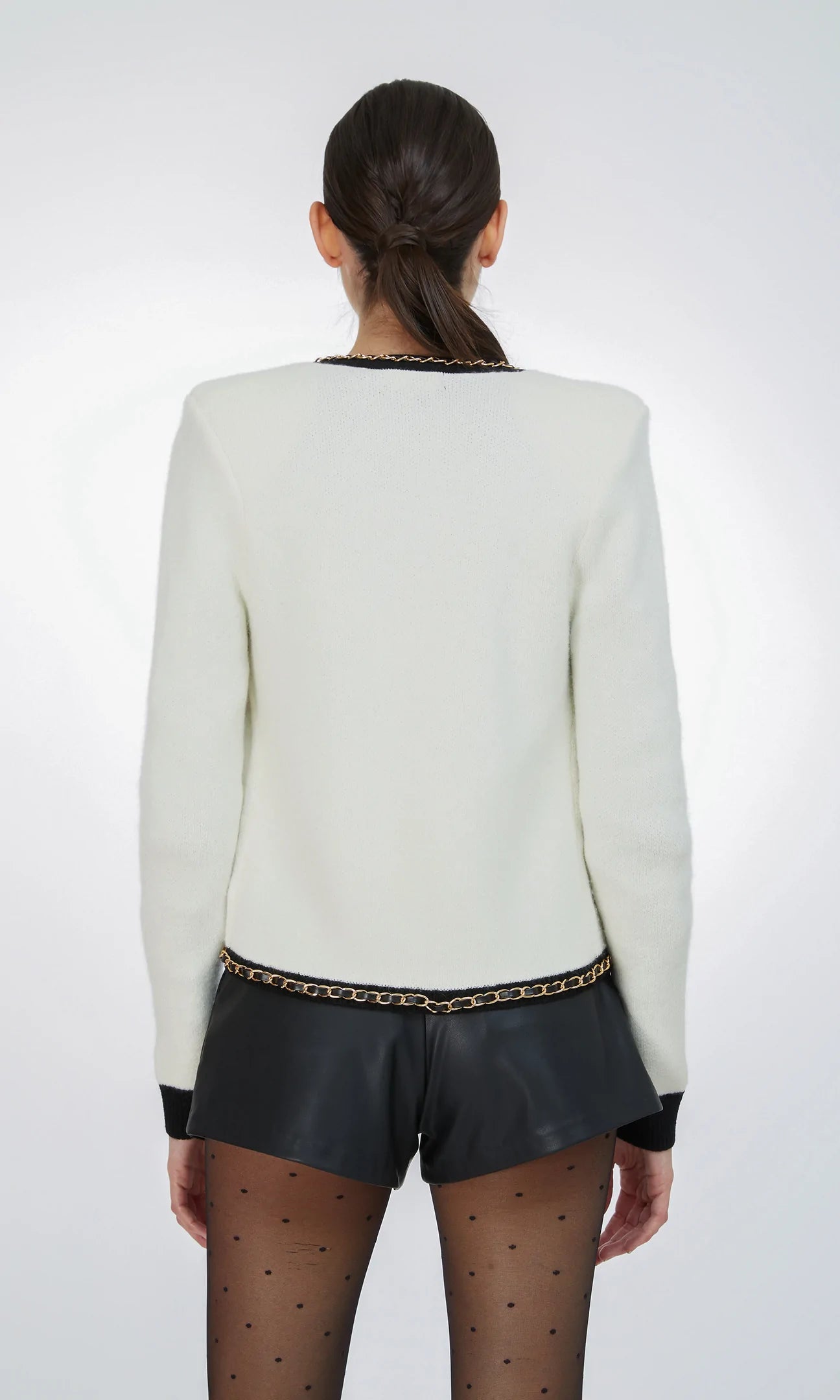 SENNA CHAIN CARDIGAN - CREAM/BLACK - ONLINE ONLY