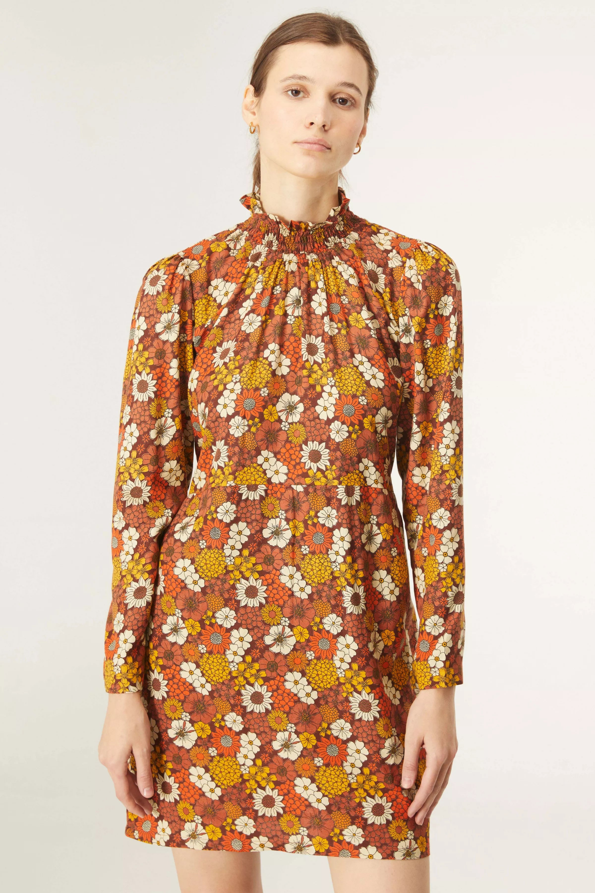 AUTUMN FLORAL PRINT MINI DRESS (ONLINE ONLY)