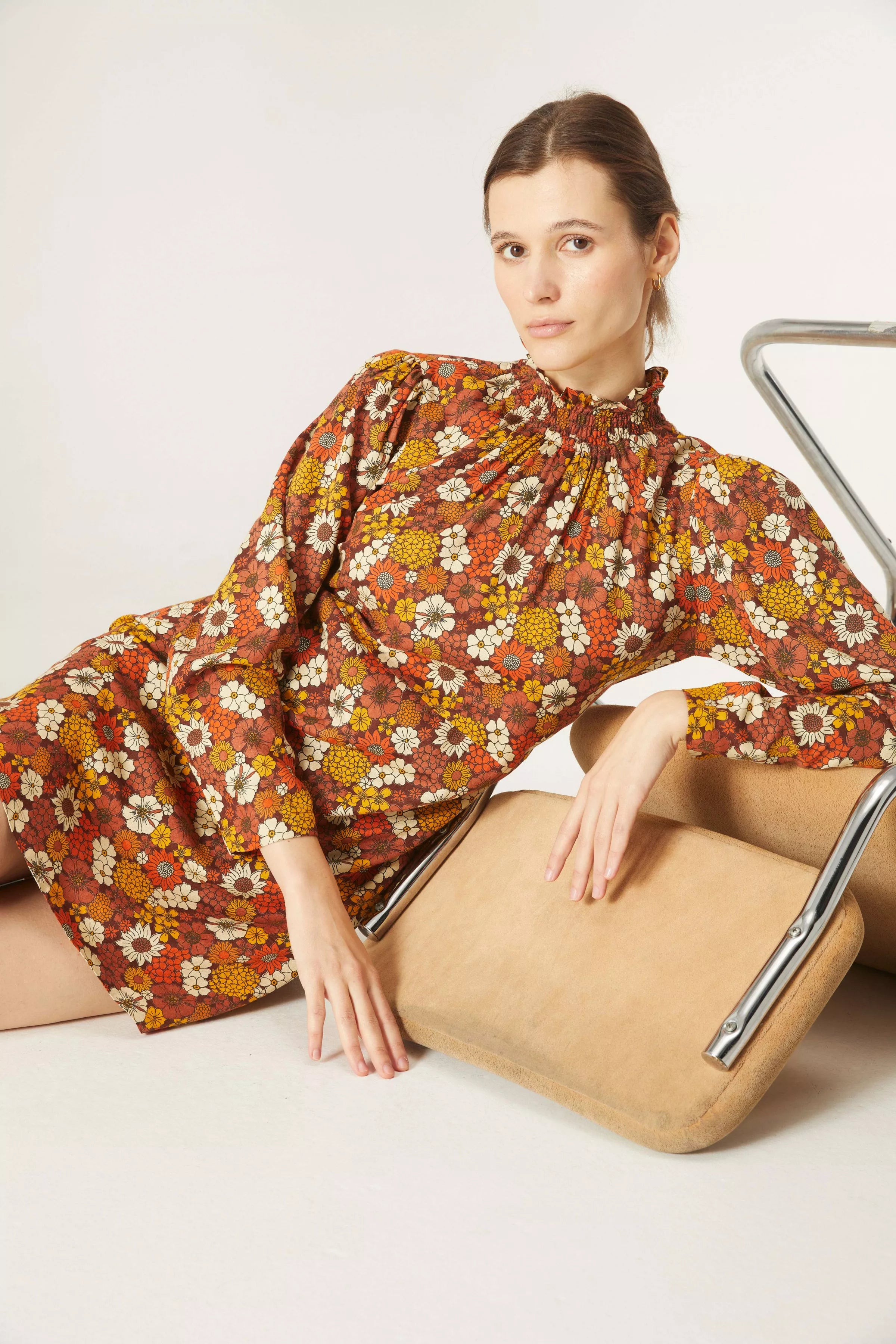 AUTUMN FLORAL PRINT MINI DRESS (ONLINE ONLY)