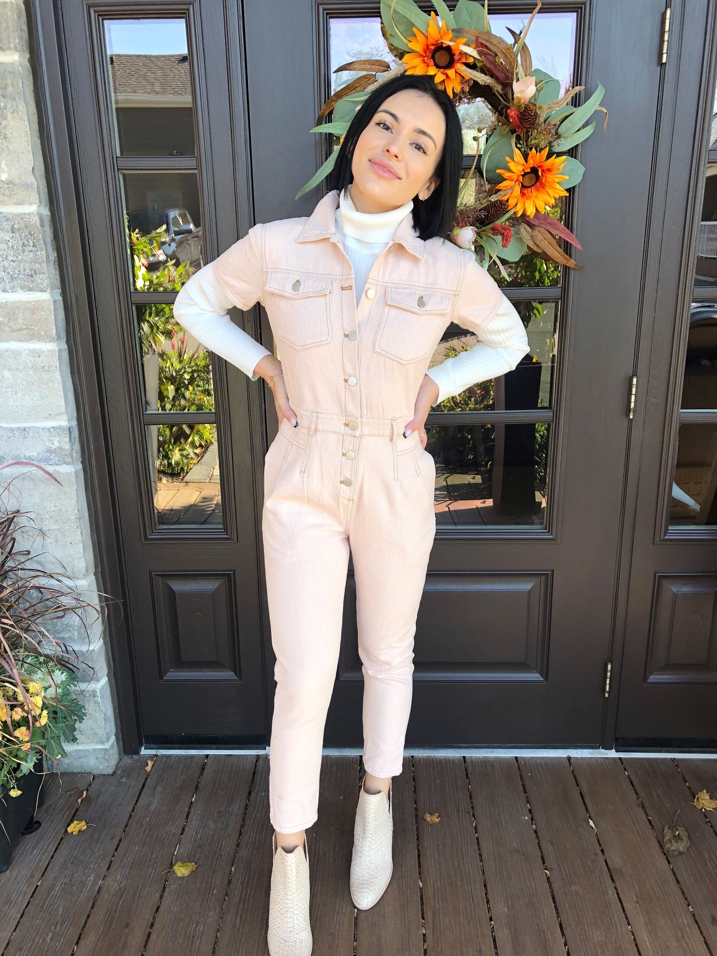 PINK DENIM JUMPSUIT