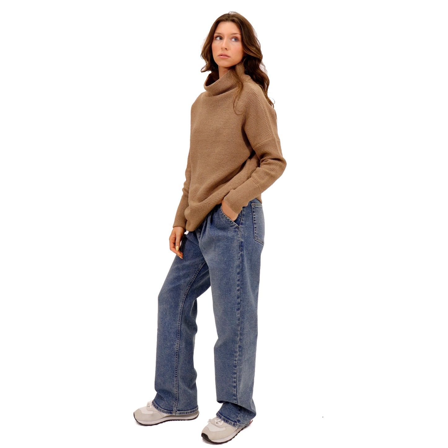 NANCY OTTOMAN MOCKNECK SWEATER - COCOA