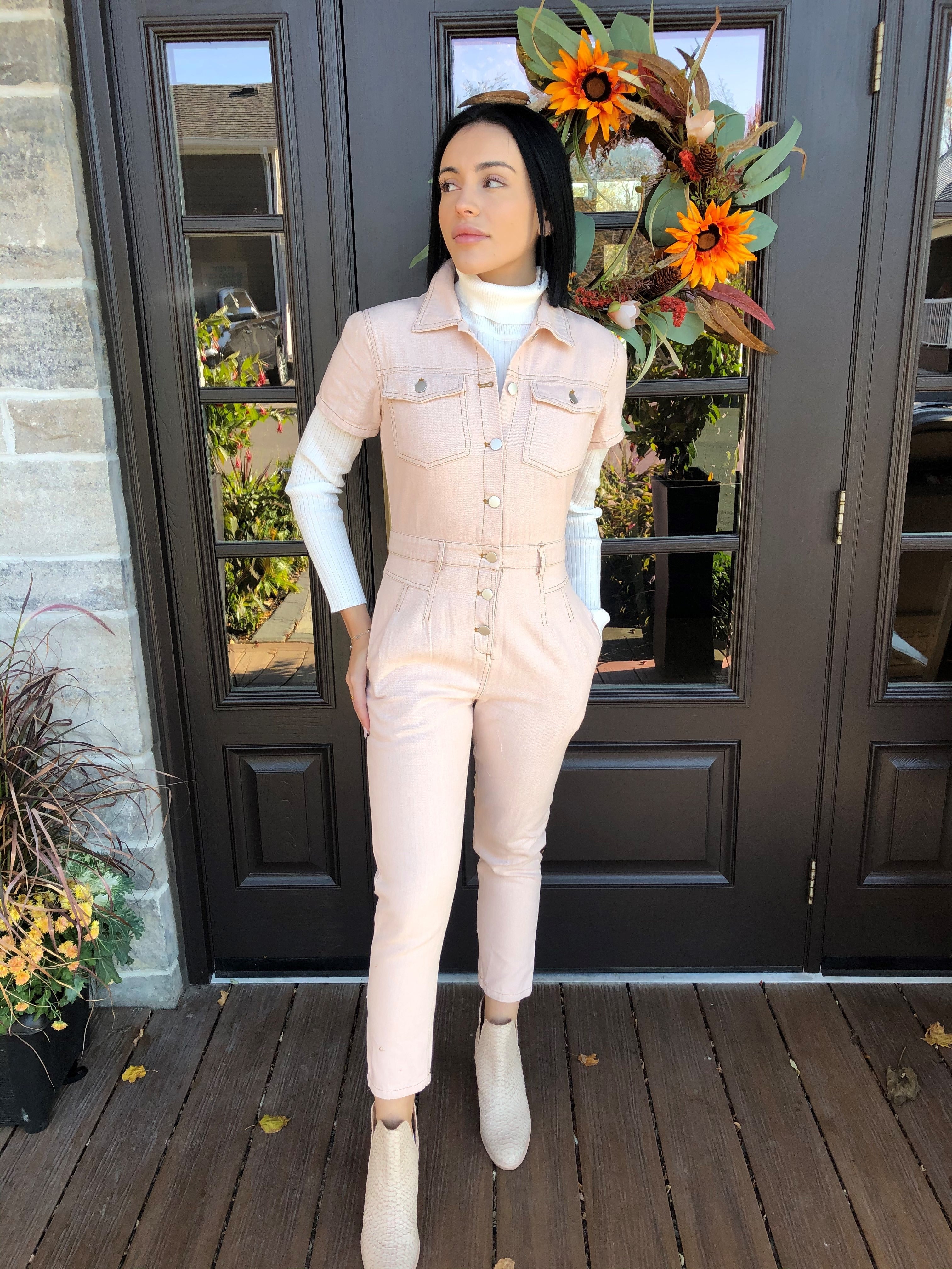 PINK DENIM JUMPSUIT