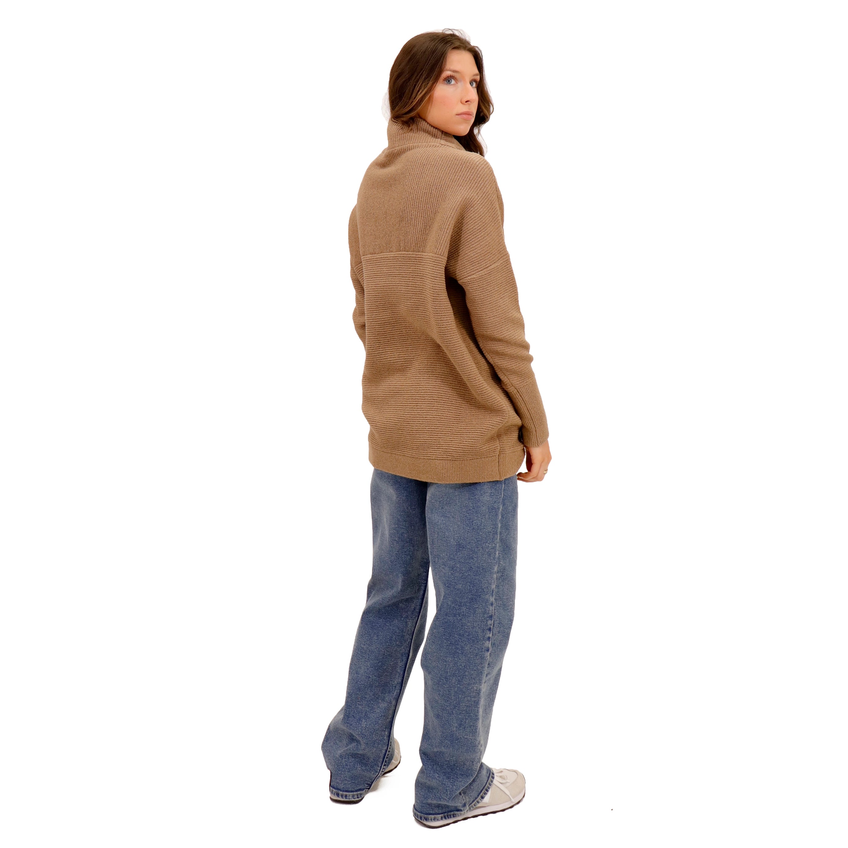 NANCY OTTOMAN MOCKNECK SWEATER - COCOA