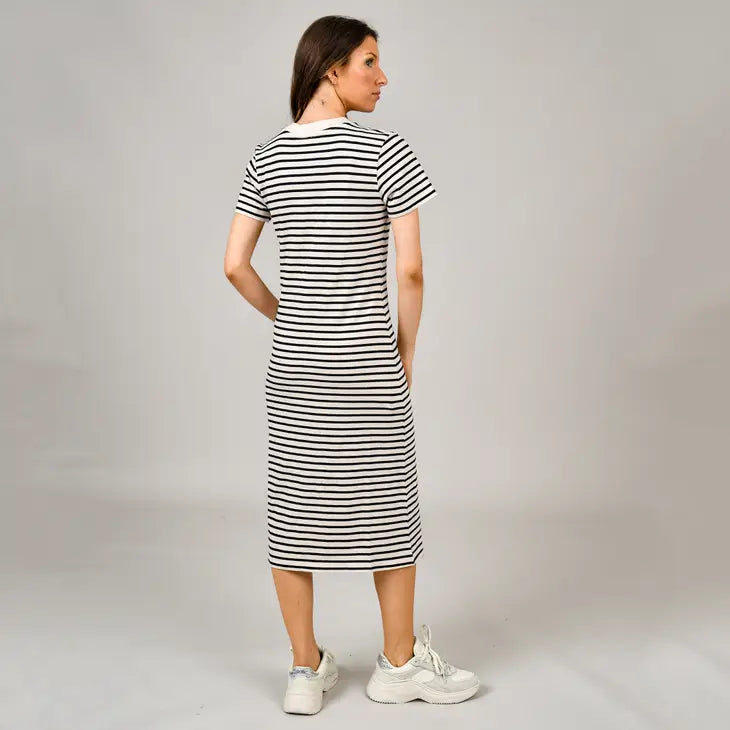VIVIANE MIDI DRESS - BLACK STRIPE
