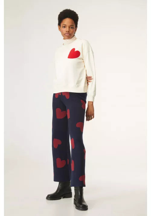 HEART PRINT PLUSH SWEATER