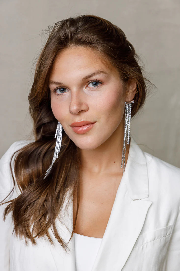 STATEMENT LONG DANGLING CRYSTAL EARRINGS