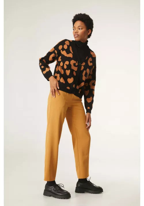 LEOPARD PRINT JACQUARD CARDIGAN