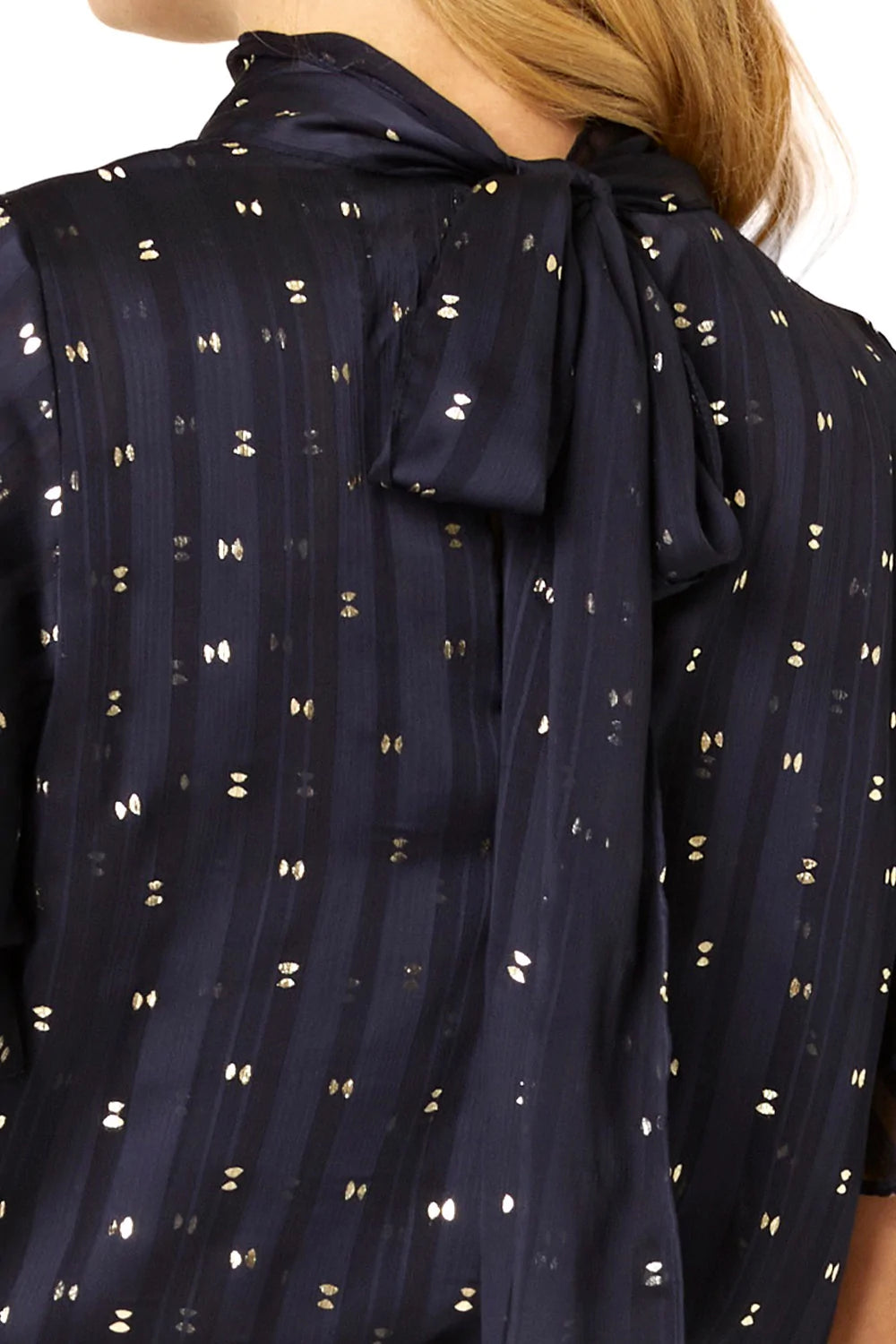 SAFFIE DRESS - NAVY LUREX DOT