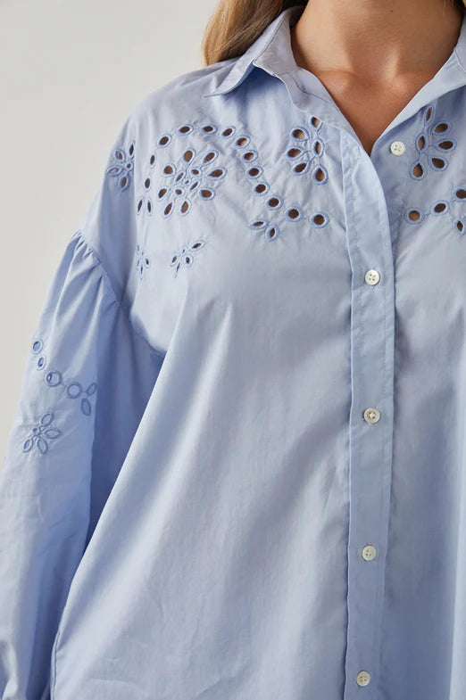 EMBROIDERED BLOUSE - Sky blue