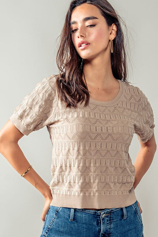 GEO CHIC TOP - MOCHA