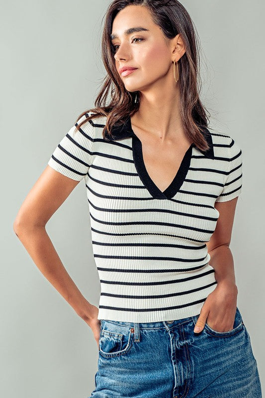 LEA STRIPED POLO