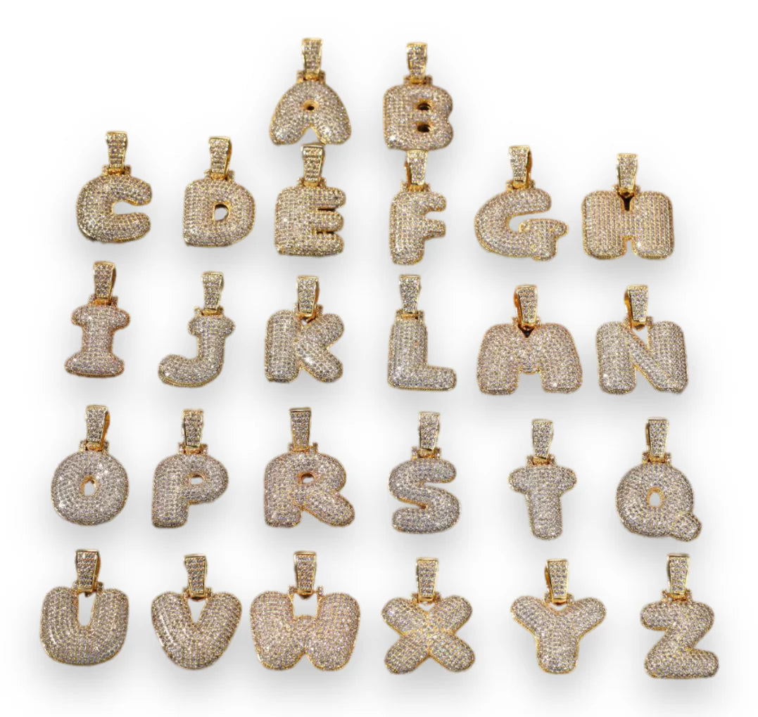 PAVE BUBBLE INITIAL NECKLACE (VARIOUS LETTERS)