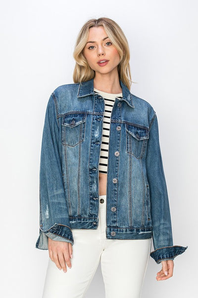 OVERSIZED DENIM JACKET VARIOUS COLOURS White Cherry Boutique