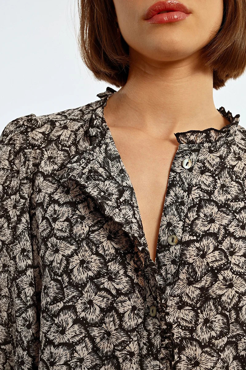 PRINTED DOUBLE-BREASTED BLOUSE