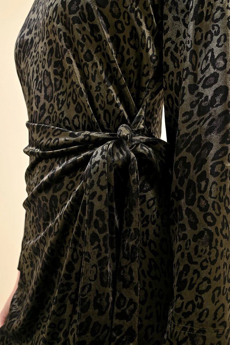 VELVET LEOPARD ASYMMETRICAL DRESS