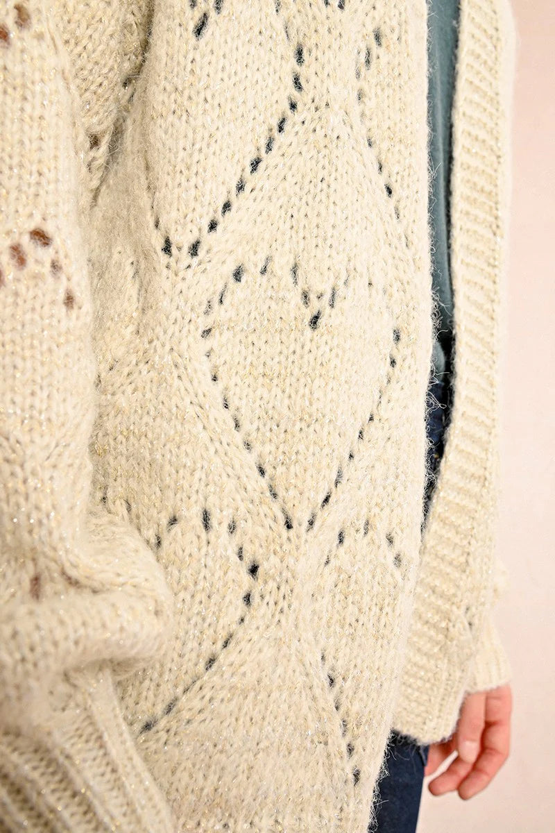 OVERSIZED POINTELLE KNIT CARDIGAN