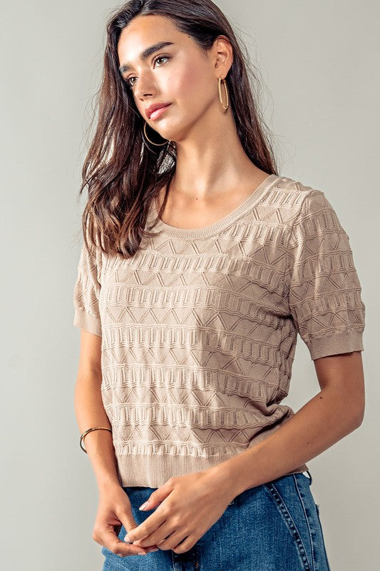 GEO CHIC TOP - MOCHA