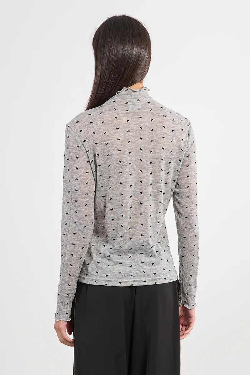 BOW PRINTED KNIT TOP
