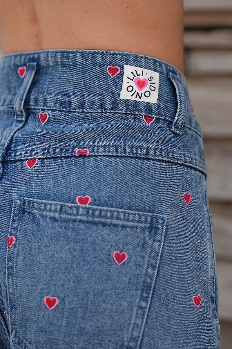 CHERRY DENIM SHORTS