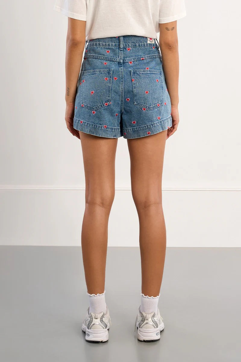 CHERRY DENIM SHORTS
