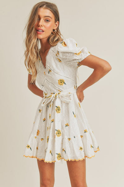Daisy embroidered dress store