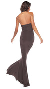 HALTER TURTLE FISHTAIL GOWN - CHOCOLATE