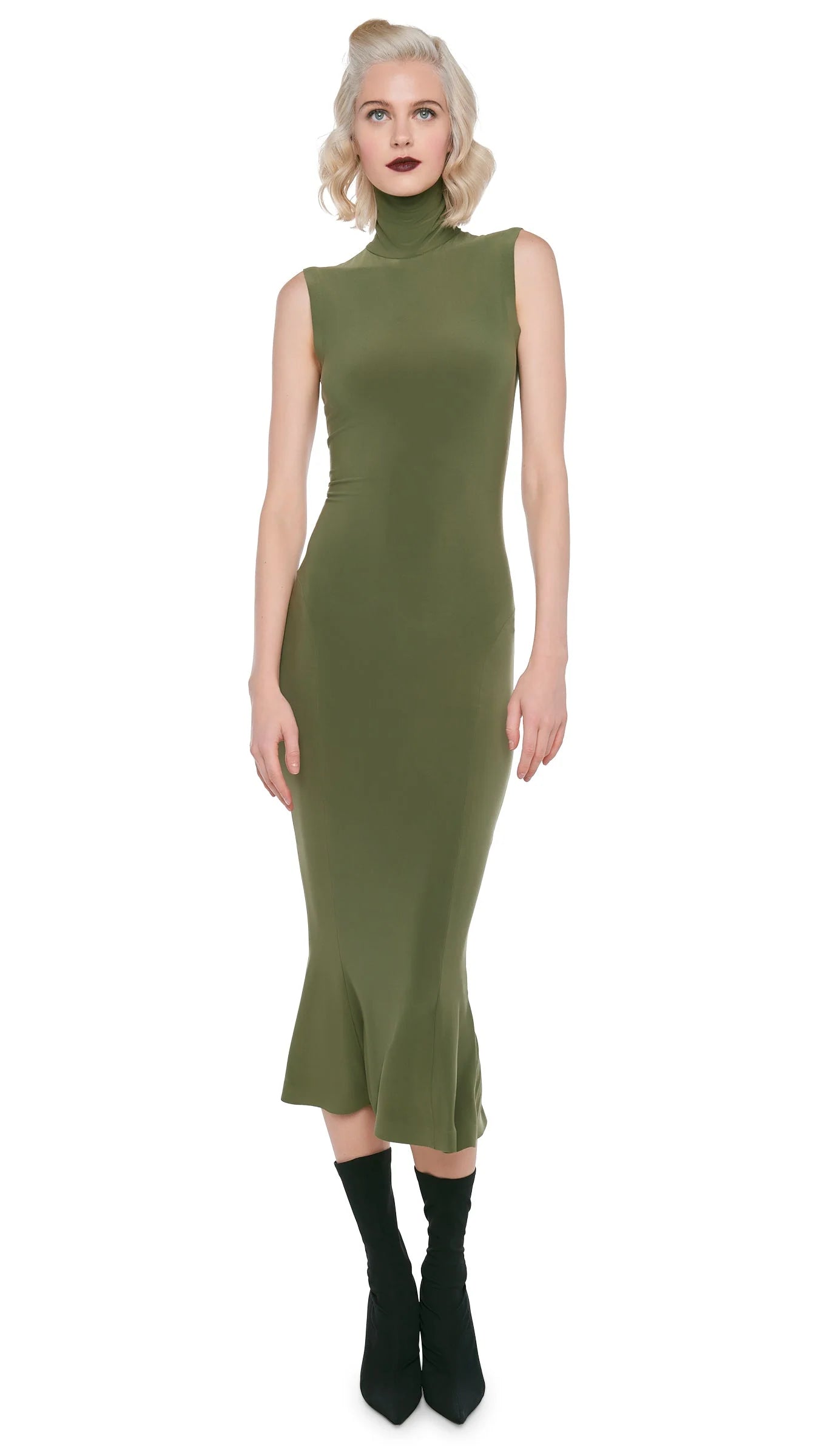 TURTLE FISHTAIL DRESS - MILITARY