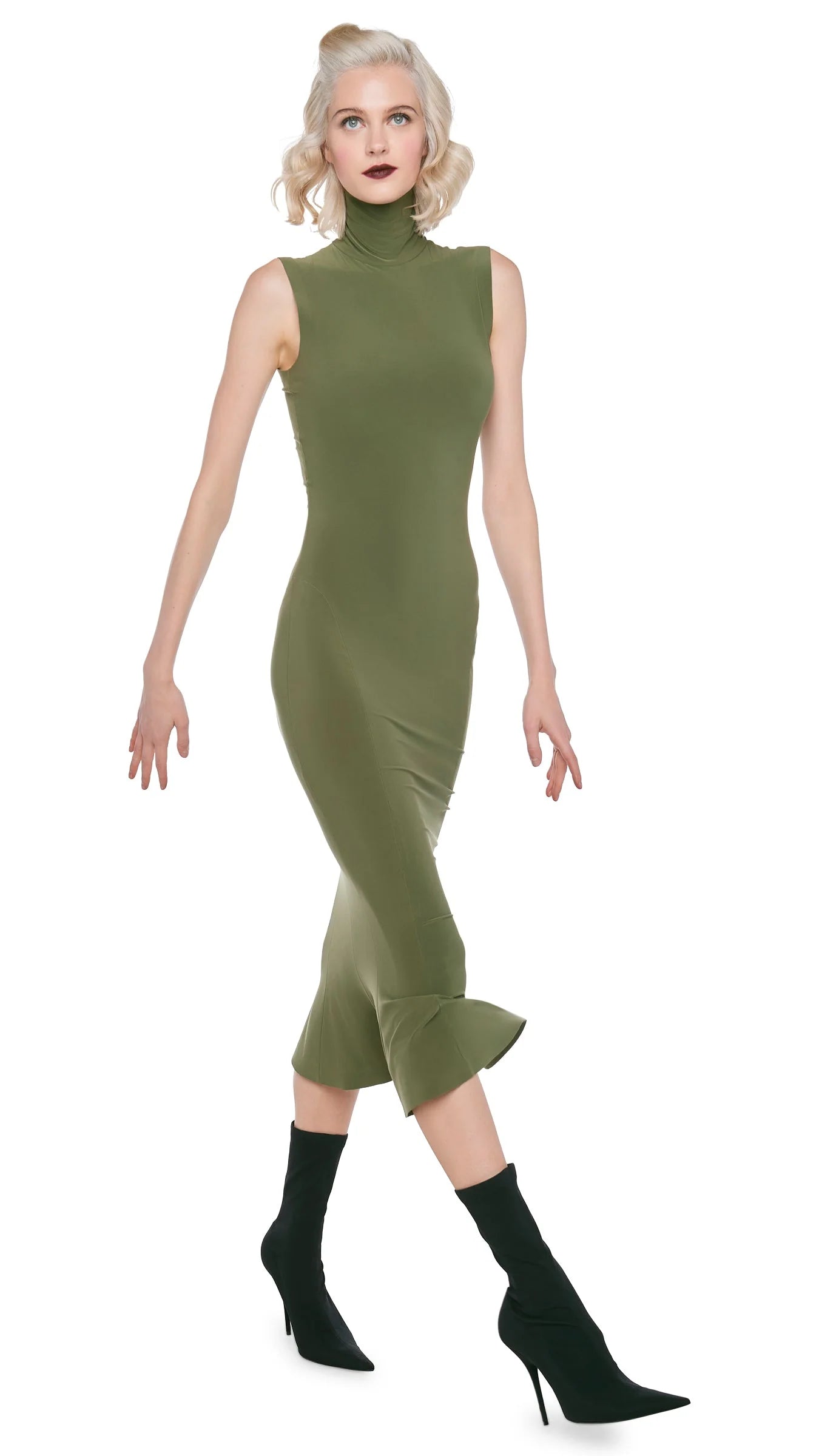 TURTLE FISHTAIL DRESS - MILITARY