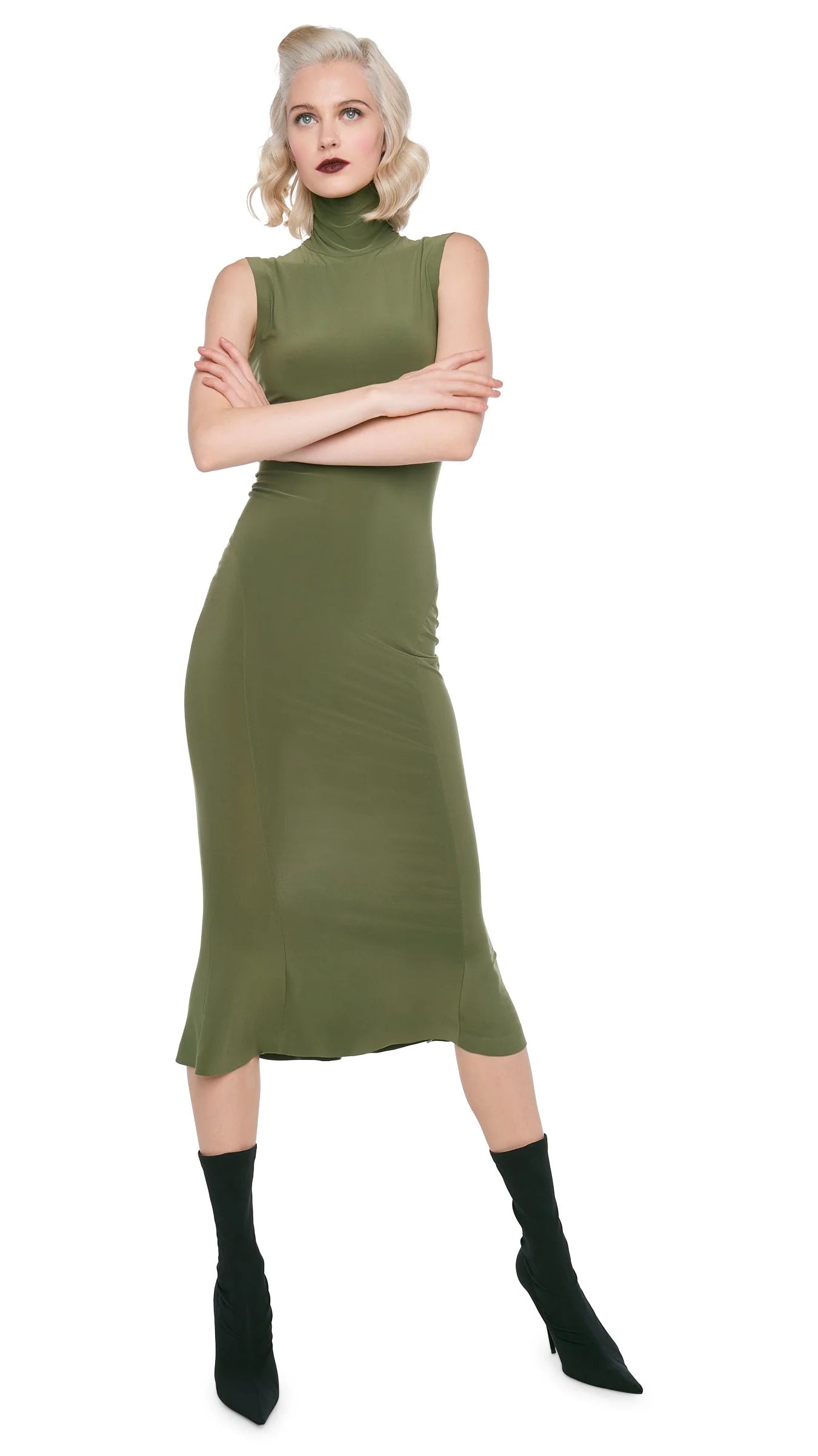 TURTLE FISHTAIL DRESS - MILITARY