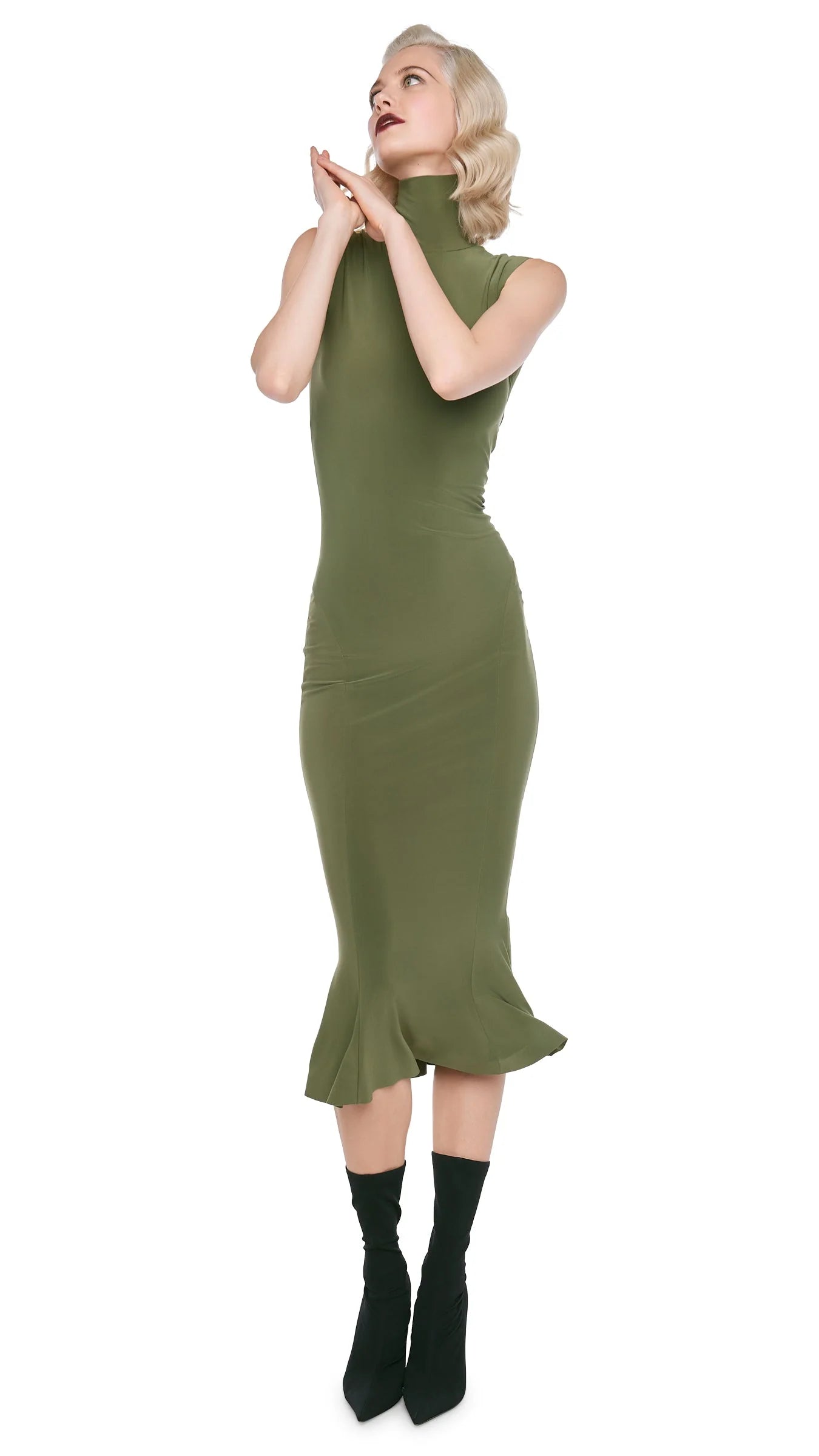 TURTLE FISHTAIL DRESS - MILITARY