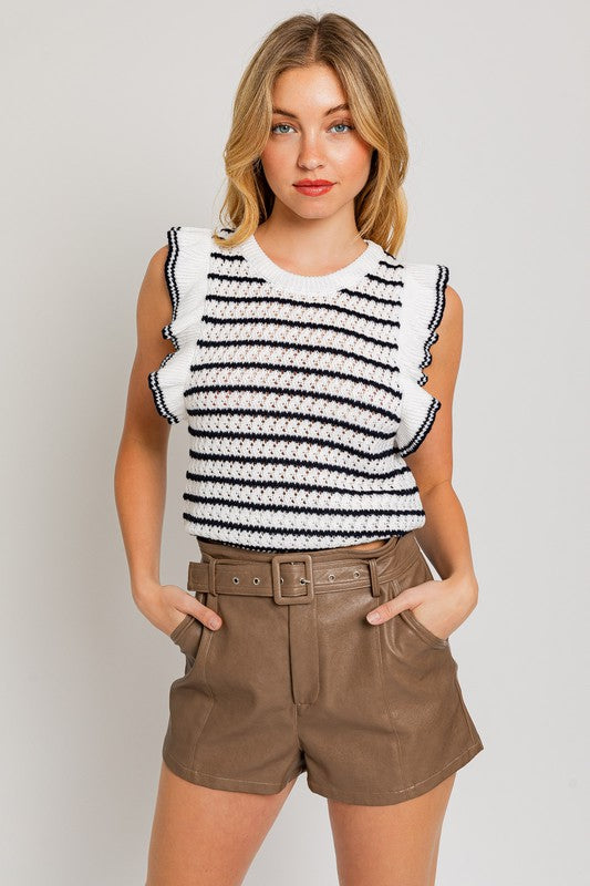 VICHY TOP - NAVY STRIPE