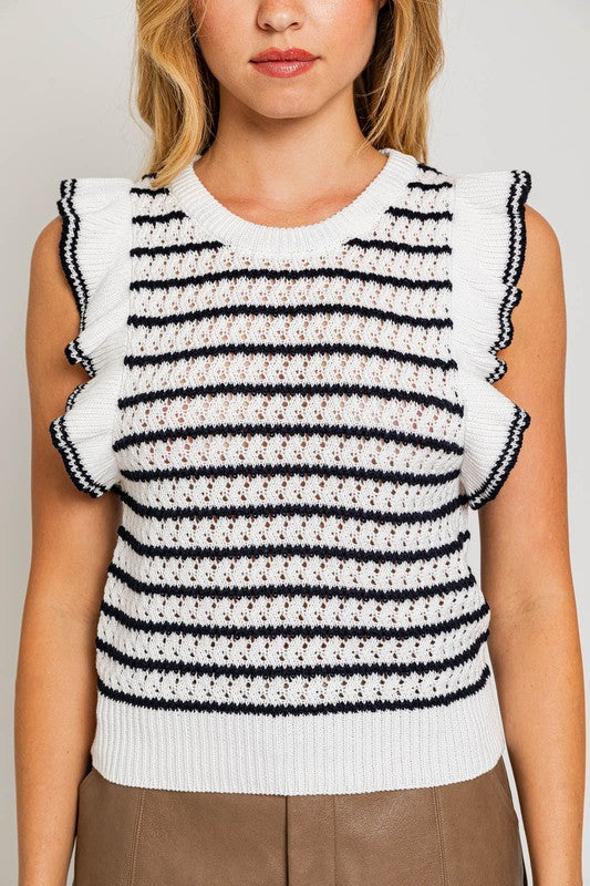 VICHY TOP - NAVY STRIPE