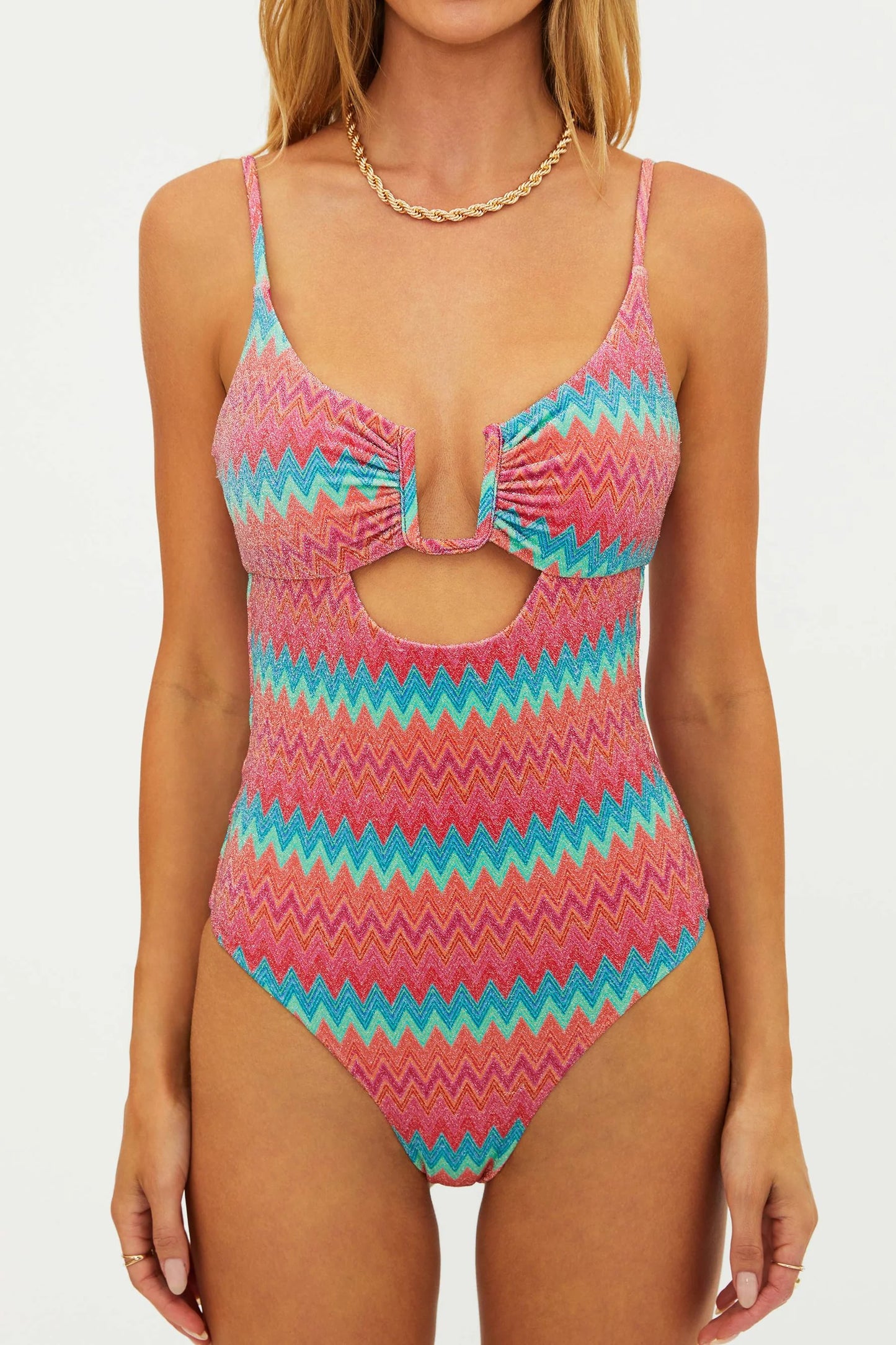 LINDY SWIMSUIT - STRAWBERRY ICE CHEVRON