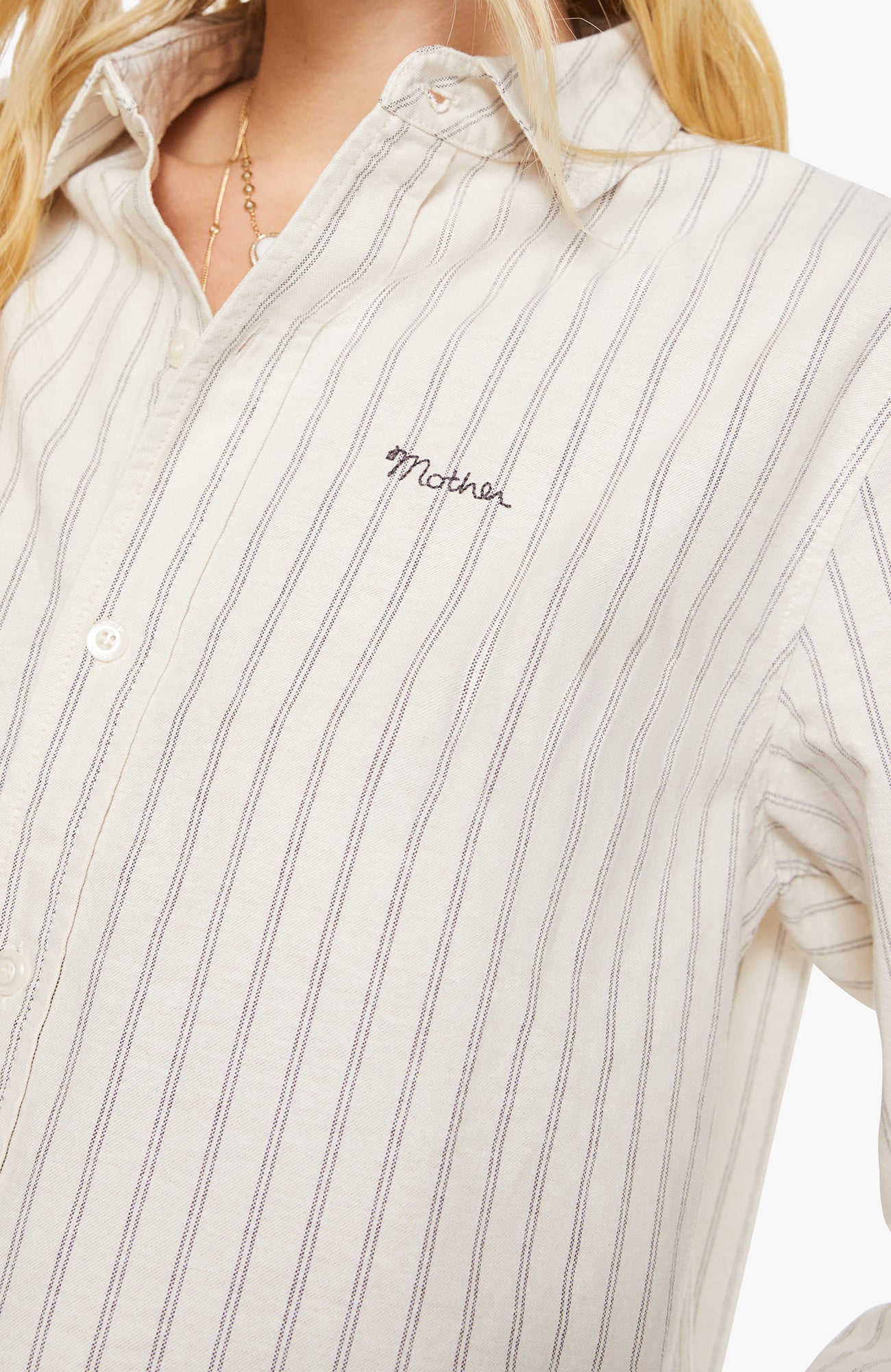 THE CROPPED BESTIE SHIRT - CREAM & BLACK STRIPE