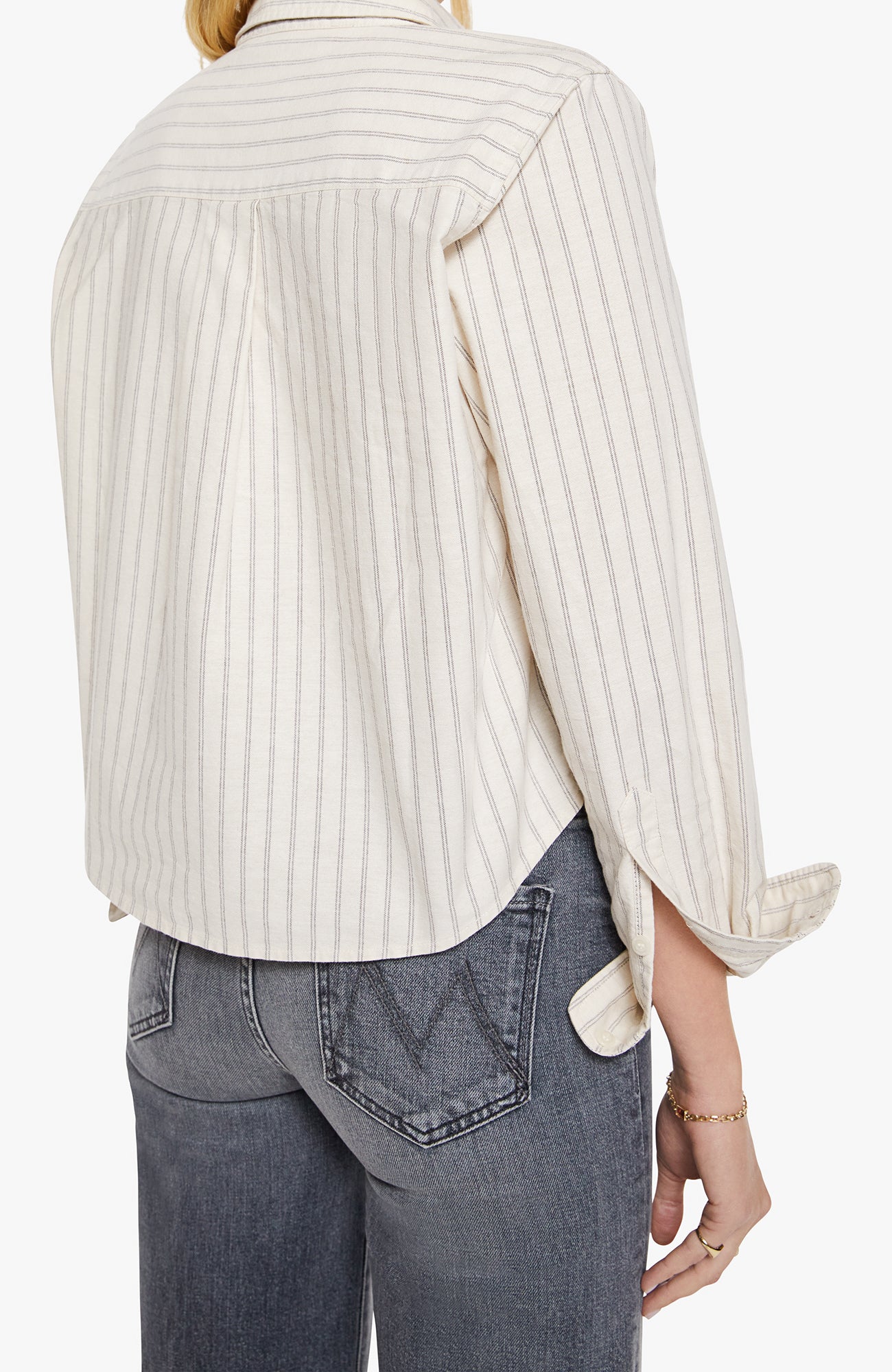 THE CROPPED BESTIE SHIRT - CREAM & BLACK STRIPE