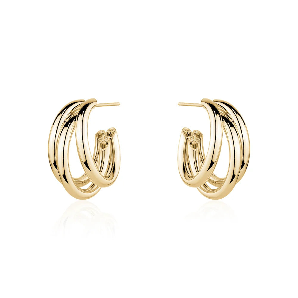 THREE TIER LAYERED BOLD HOOP EARRING