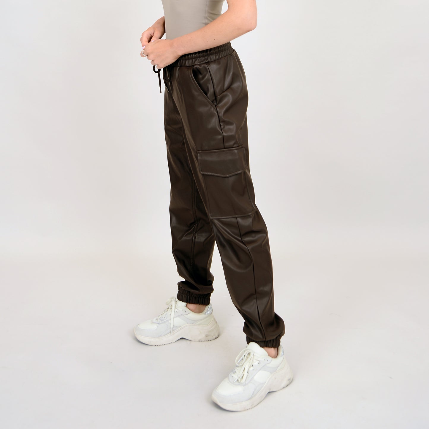 BLAIR VEGAN LEATHER PANT - DARK BROWN