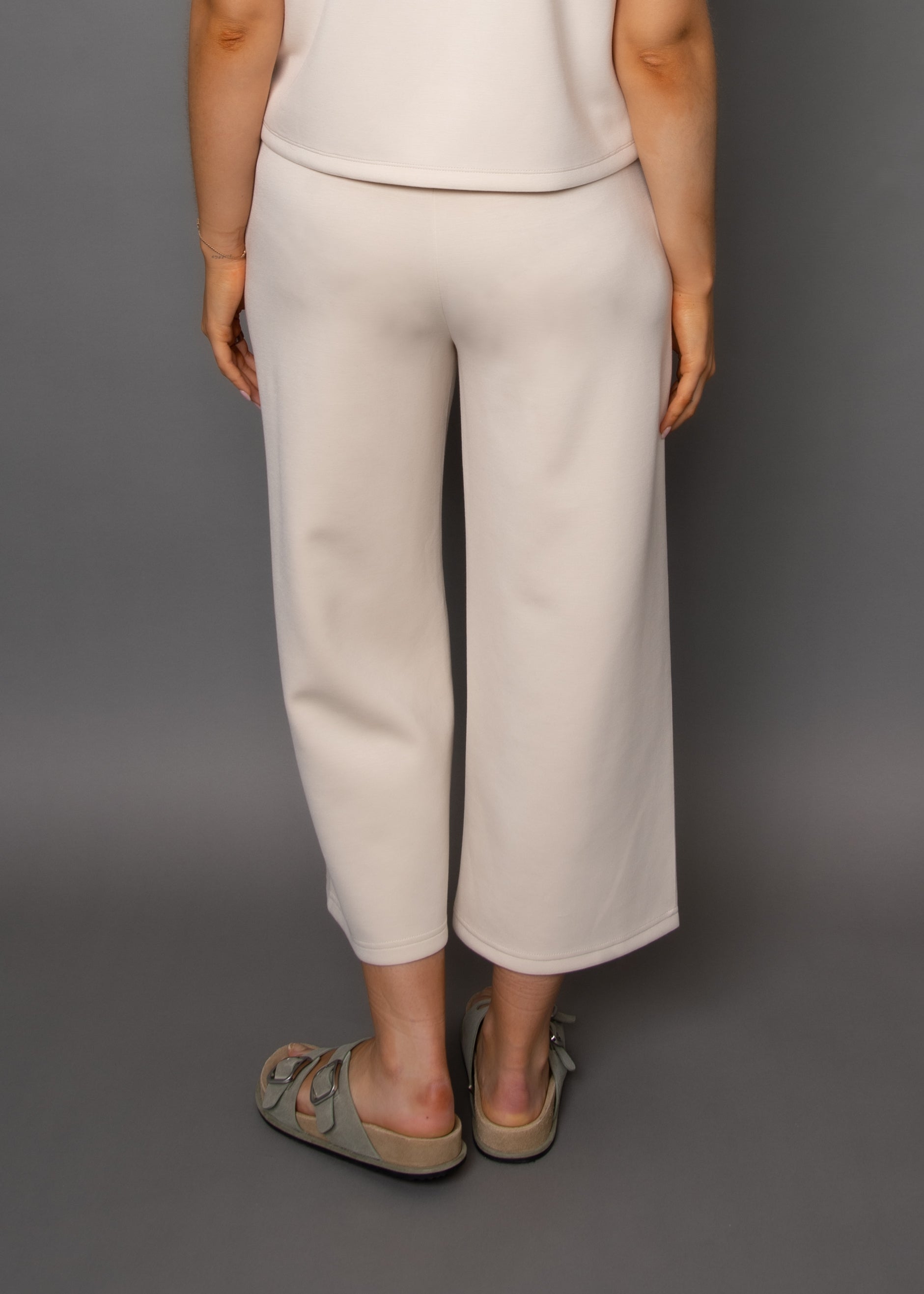 VICTORIA SOFT KNIT CROPPED PANT - CREAMERY