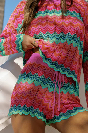 BALBOA SHORT - STRAWBERRY ICE CHEVRON