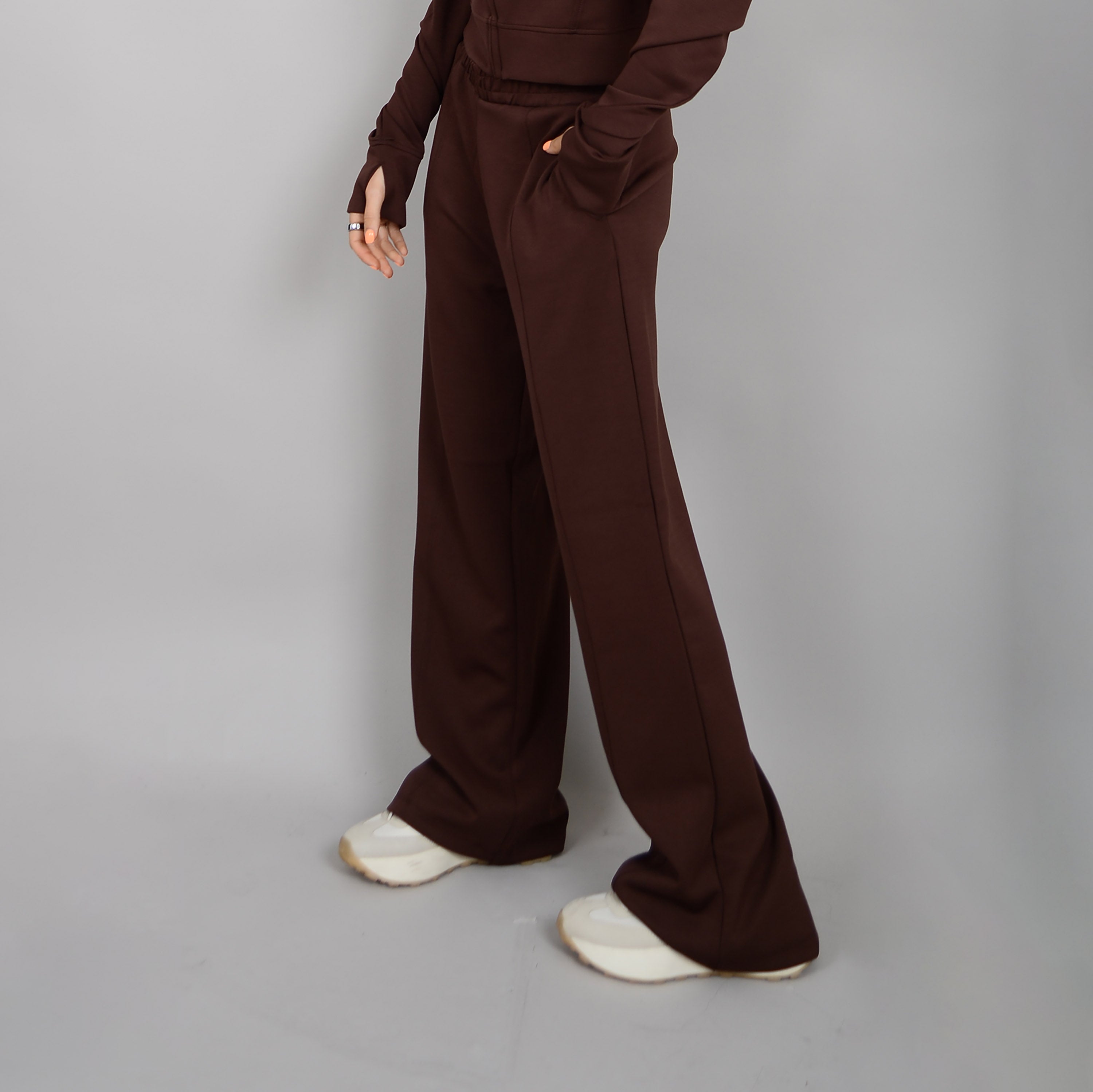 POLINE KNIT PINTUCK PANT - CHOCOLATE