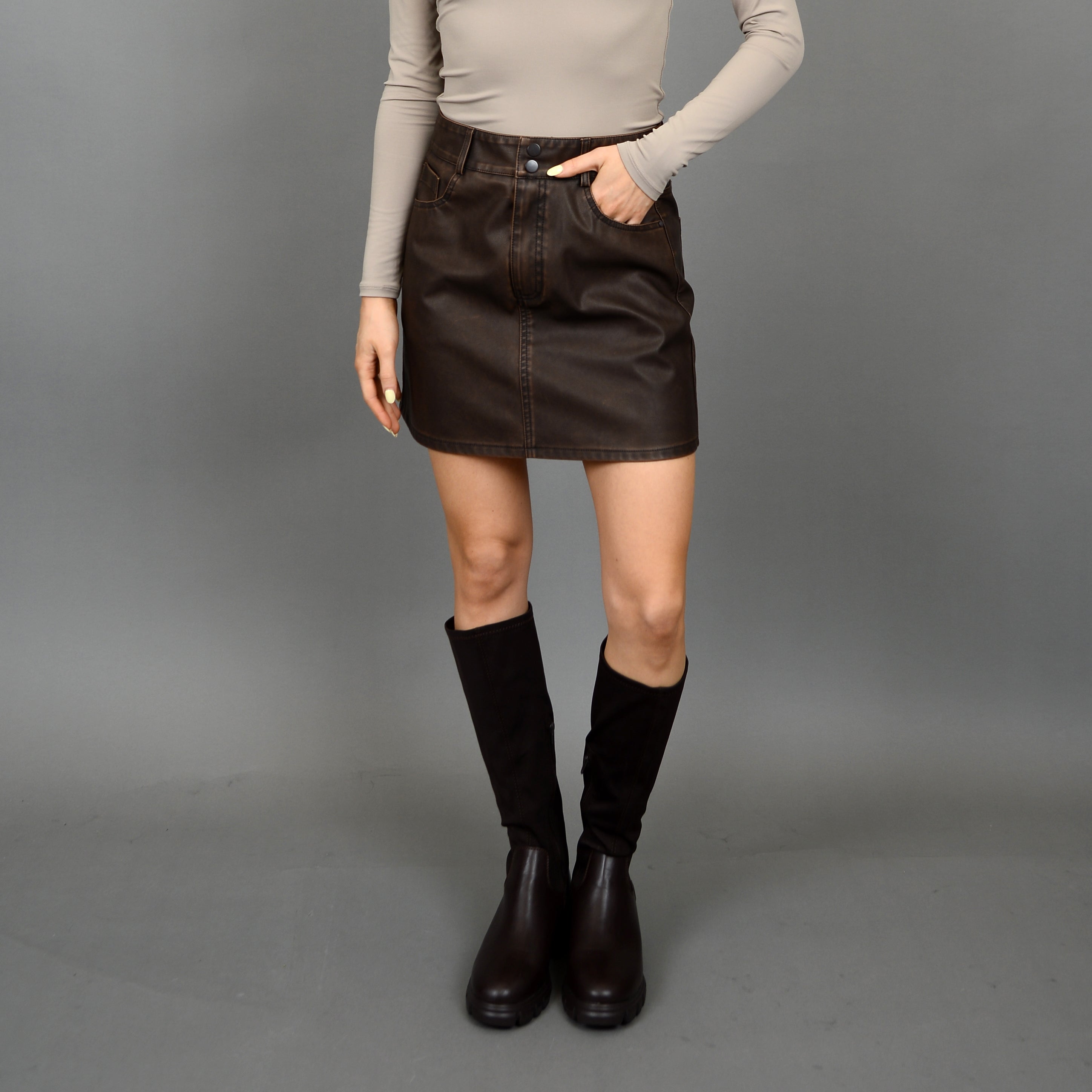 MISSY MINI SKIRT - CEDAR BROWN