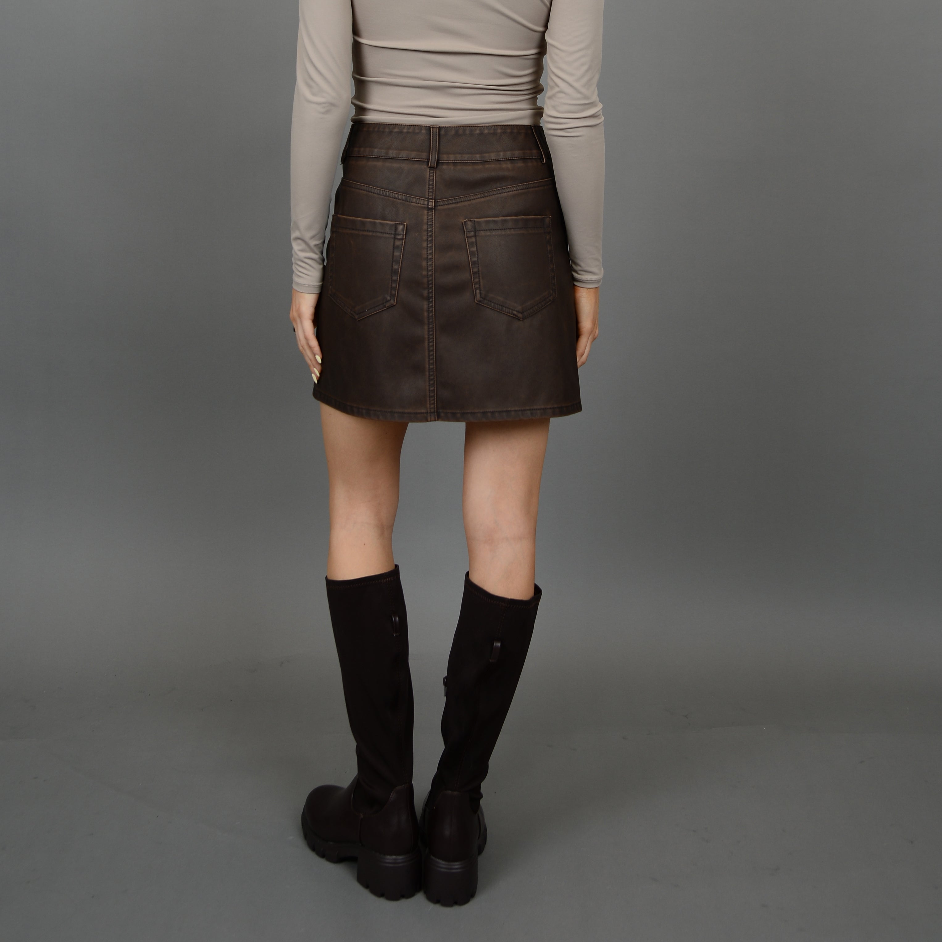 MISSY MINI SKIRT - CEDAR BROWN